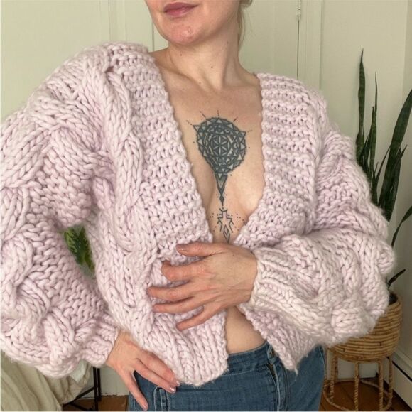 I Love Mr Mittens cropped cardigan Kawaii Pink Mauve S - Picture 4 of 6